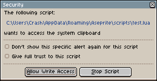 security popup